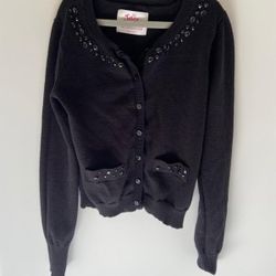 Justice Girls Size 10 Black Sequin Sparkle Cardigan