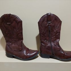 Gently Used Girls Size 3 Med Brown Cowboy Cowgirl Boots 