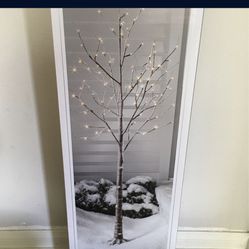 Lit Flocked Twig Tree Christmas Holiday Indoor/Outdoor Decoration. BRAND NEW. never opened. 