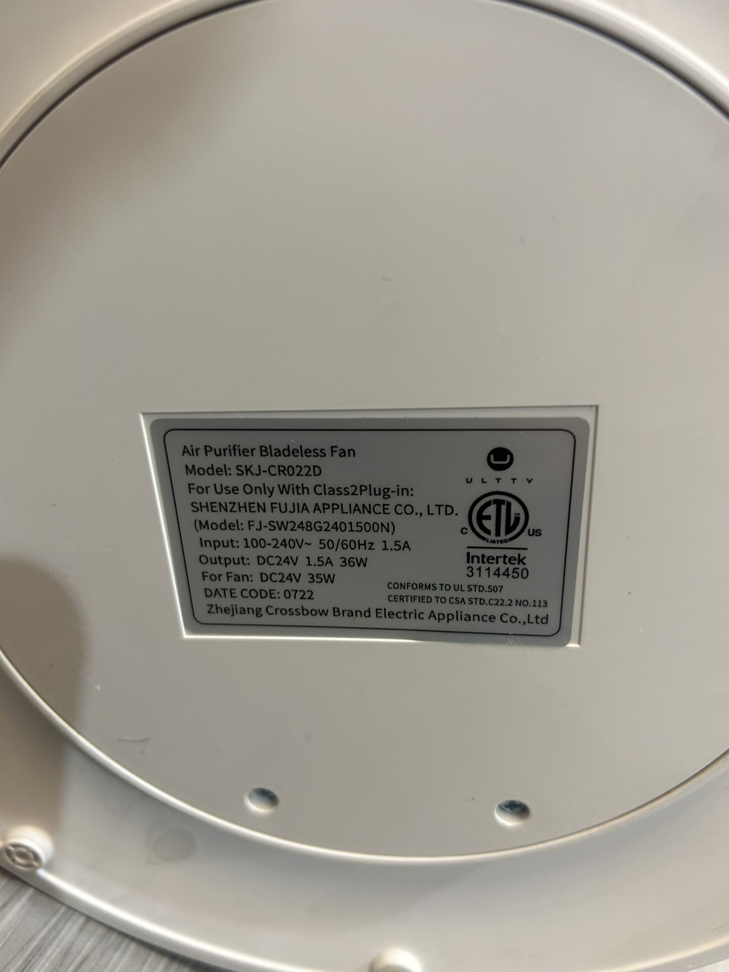 U ULTTY Bladeless Tower Fan and Air Purifier