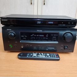 Denon Av Surround Receiver  AVR 1708 Remote Sony Blu-ray Disc Player BDP S380 24 Hour Test Period Money Refunded If Not Satisfied 