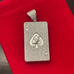 ace card sterling silver pendant 