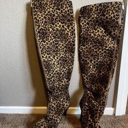 Bakers Thigh High Leopard Print Silhouette Boots