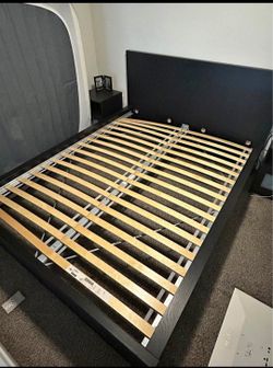IKEA Black Bed Frame with Slatted Base Queen