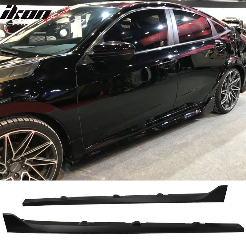 Fits 2016-2021 Honda Civic Sedan Type-R Style 2PCS Side Skirts Extension Splitter PP