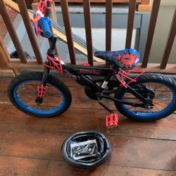 Kids Spider Man Bike With  New Helmet 