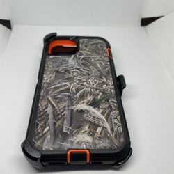 For iPhone 13 Orange Camouflage Grass Wheat Belt Clip Case 