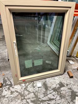 Tan casement window