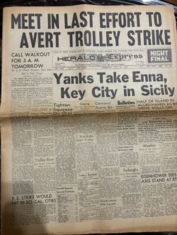 Vintage 1943 Herald Express Newspaper