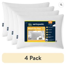 4 Pack Sertapedic “Won’t Go Flat” Pillow Set