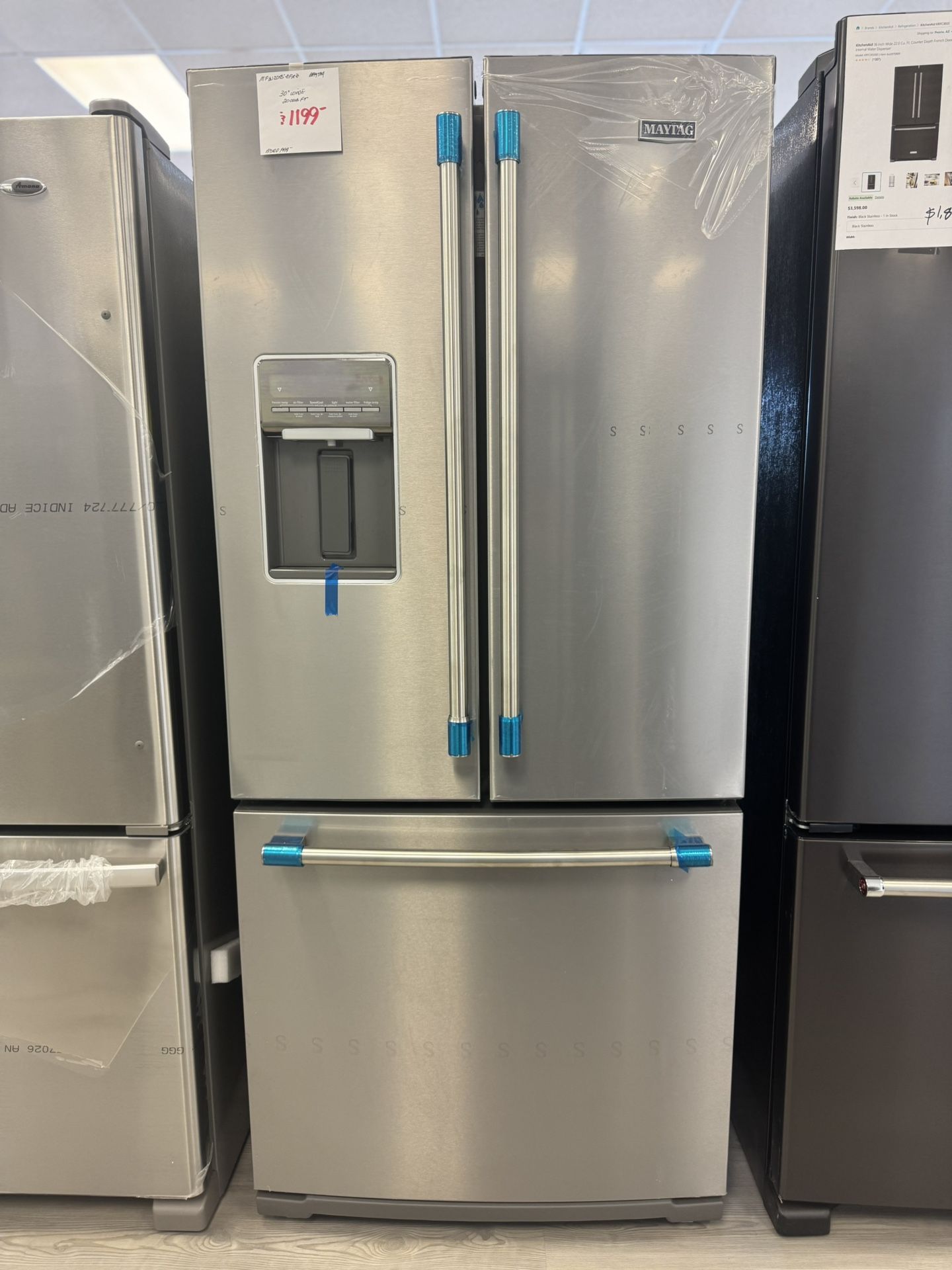 Maytag French Door Refrigerator With Exterior Water Dispenser In Stainless Steel
