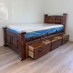 New Twin Bed With Drawers And Mattress 