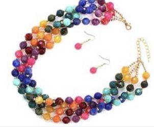 Multi color beaded necklaces and earring set!