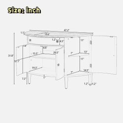4-door Sideboard With Curved Design, Adjustable Shelves