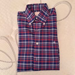 Brooks Brothers Navy and Red Plaid Button-Down Shirt