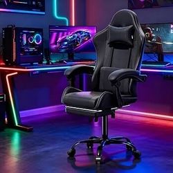 Gaming Chair, Ergonomic Computer Chair with Linkage Armrests, Height Adjustable Video Game Chair with Footrest and Headrest for Silla Gamer and Adults