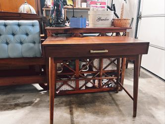 World Market Zola Mid-Century Walnut Writing Desk with Drawer – Like New
