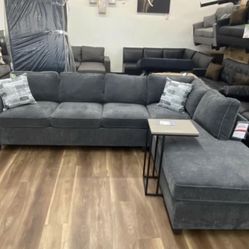 New Gray Sectional Sofa Couch With Reversible Chaise 