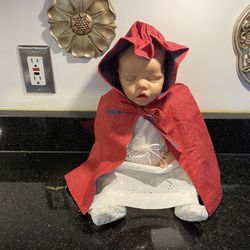 Handmade Red Hooded Cape & White Snowflake Dress for Real-like 18” Baby Dolls 