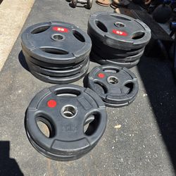 390 lbs rubber coated olympic weight plates set