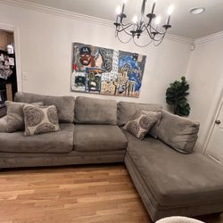 Grey Microfiber Couch 6ft X 6ft with Pillows
