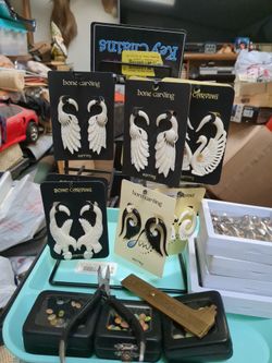 Hand carved And Opal Earings