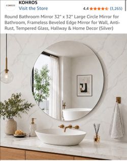 New beautiful Kohros 32x32 round frameless mirror