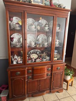Antique Duncan Phyfe table and hutch