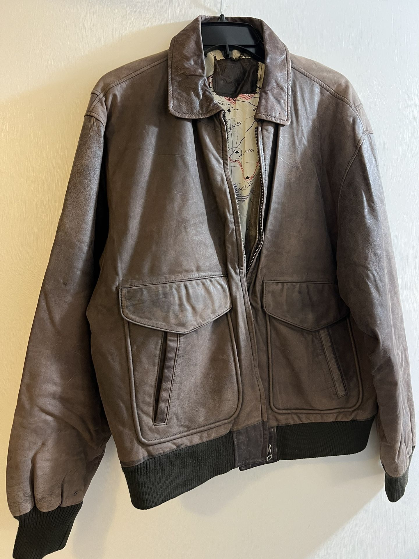 light brown leather bomber jacket size 40R