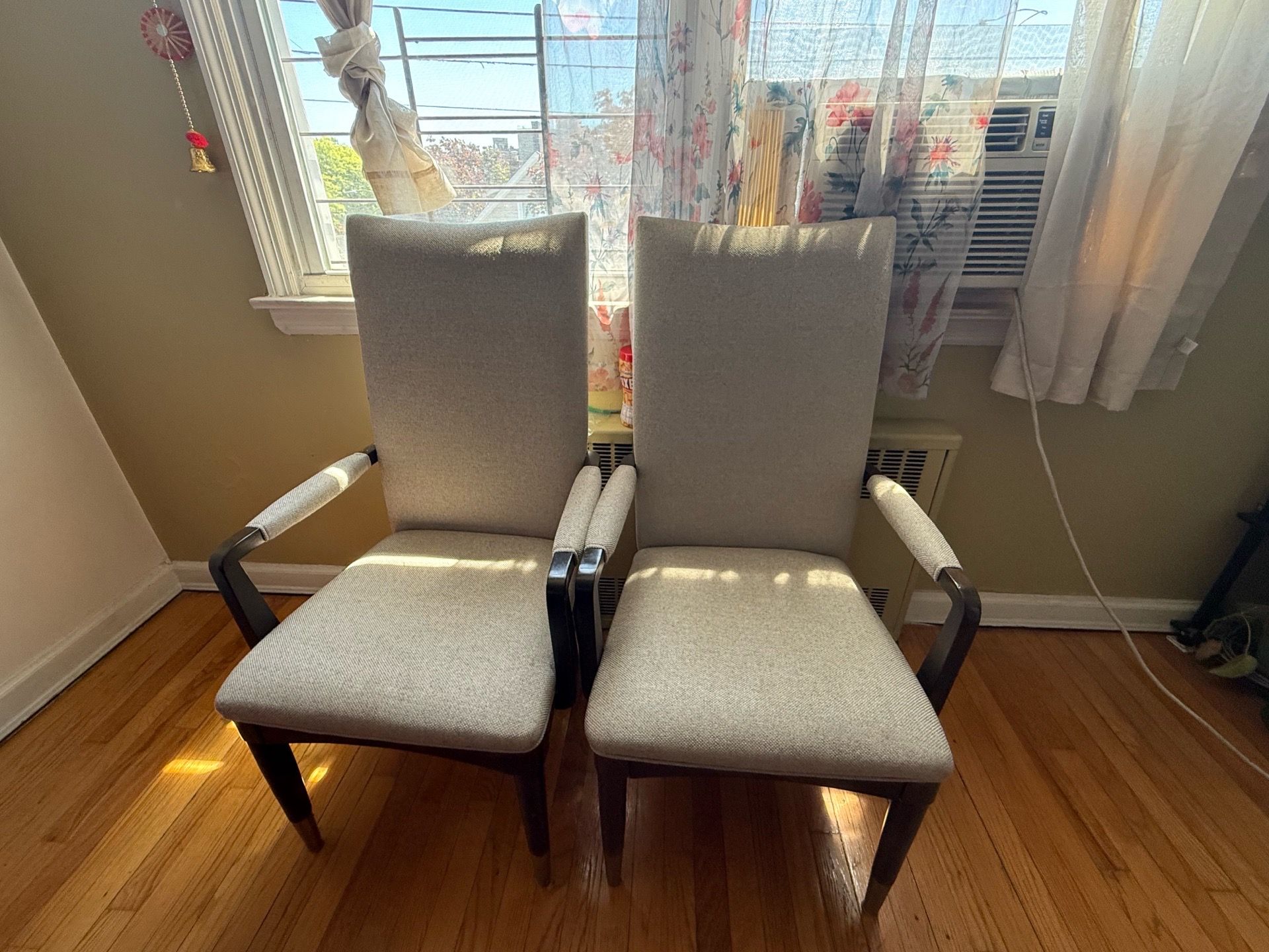 Set of 2 Upholstered Chairs with Wooden Frame
