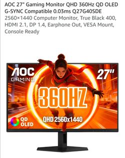 AOC 27" QD-OLED 360Hz 1440p Monitor NEW