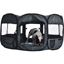 Amazon Basics Portable Soft Pet Dog Octagonal Travel Playpen, Large (45 x 45 x 24 Inches), Grey