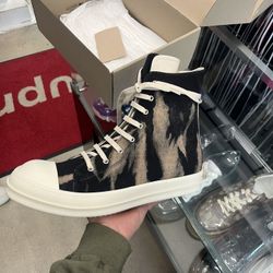 Rick Owens DRKSHDW High Ramones “Black Terra Sun Denim” Size 45EU