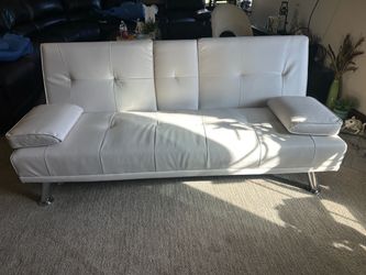 White Faux Leather Futon Sofa Bed