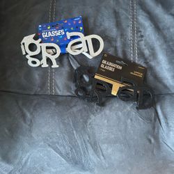 New 2 Pairs Black Silver Grad Graduation Glasses