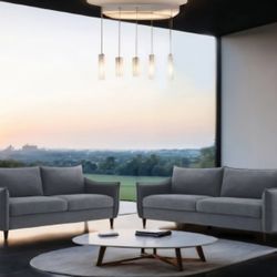 Sofa And Loveseat Grey Chenille Fabric. New Especial Price