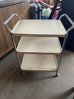 vintage Mid-Century Modern Cosco 3-tier rolling utility or bar cart