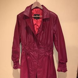 Womens Genuine Red Leather Ferras Designer Coat Size 4 From Argentina Retail ($2750+tax)