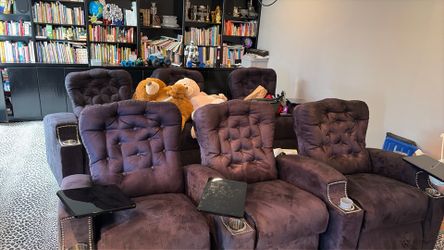 6 black media room chairs