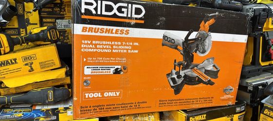 Ridgid 18v cordless brushless 7-1/4 dual bevel sliding miter saw tool only