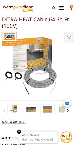 DITRA-HEAT Cable 64 Sq Ft (120V)