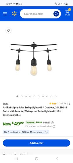 Artika Eclipse Solar String Lights 42 ft Outdoor $40