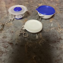 New Set Of 3 Tupperware Bowl Keychains 
