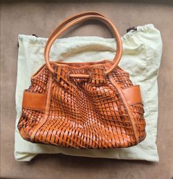 Cole Haan chestnut leather basket weave hobo bag/purse