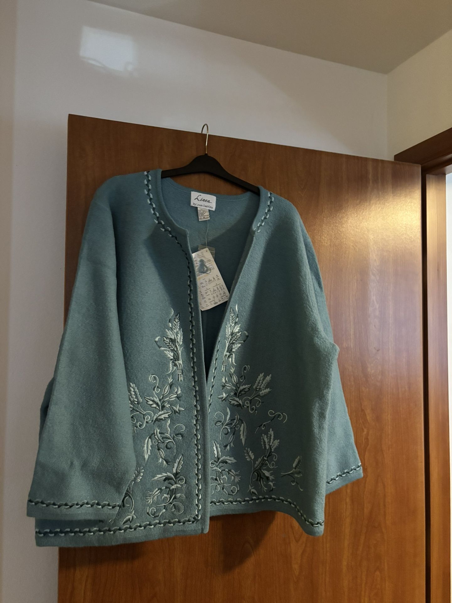 Vintage Linea By Louis Dell’Olio Long Sleeve Embroidered Cardigan Sweater 3XL