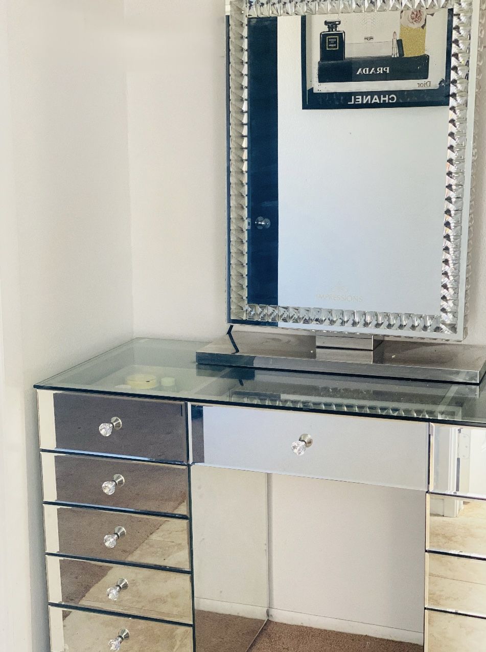 All Glass Impressions Complete Vanity Plus Chair