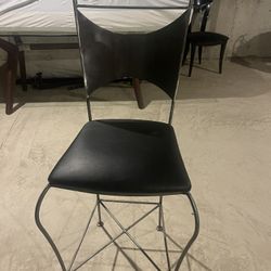 Set If 4 Custom Stools (black And Silver)
