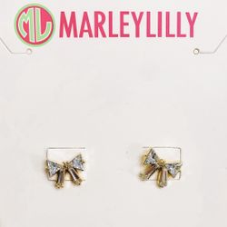 Marleylilly Gold & Crystal Bow Earrings