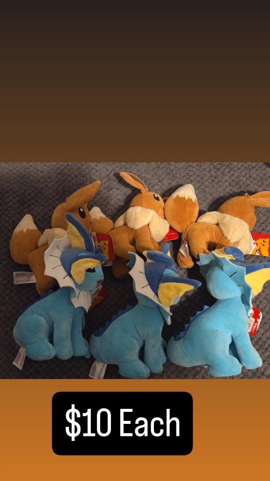New with Tag Pokemon Plushies