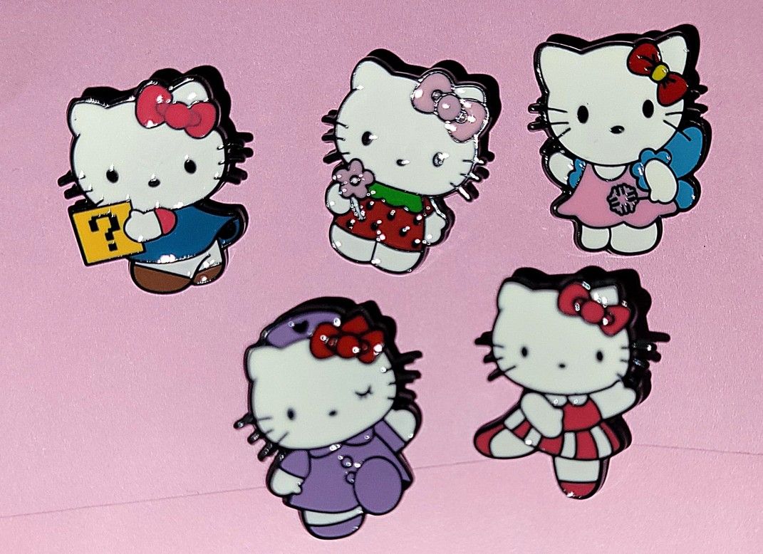 Set Of 5 Hello Kitty Collectible Enamel Pins Sanrio Brand New